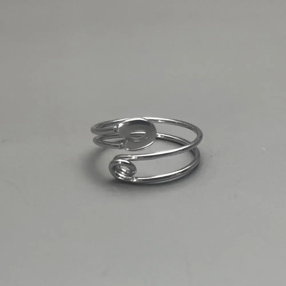 Y2k 2000s vintage style silver bobby pin adjustable ring